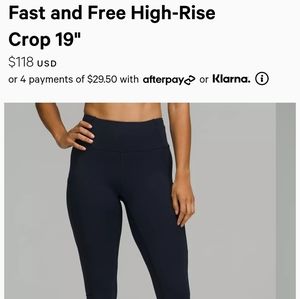 LULULEMON LEGGINGS Fast & Free  SIZE SMALL